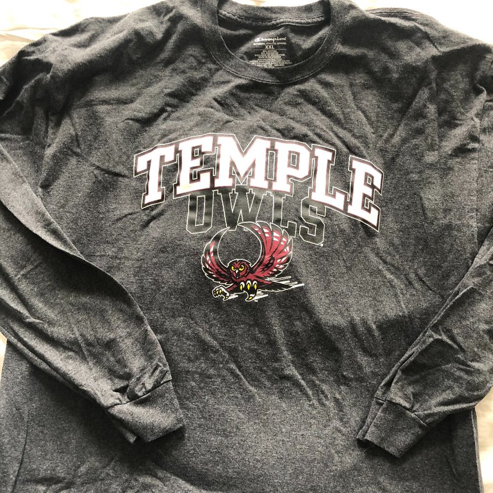 Champion Men's Temple Owls Long Sleeve T Shirt